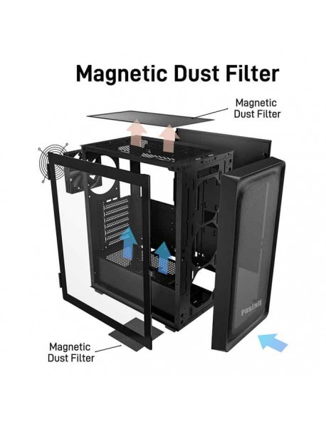 Pastall Computer peripherals  PC Case, Type-C Ready, Supports 40 Graphics Cards, Tempered Glass Side Panel, up to 8 x 120mm Cooling Fans & 1 x 360mm Radiator, 1 x Pre-Installed Fan