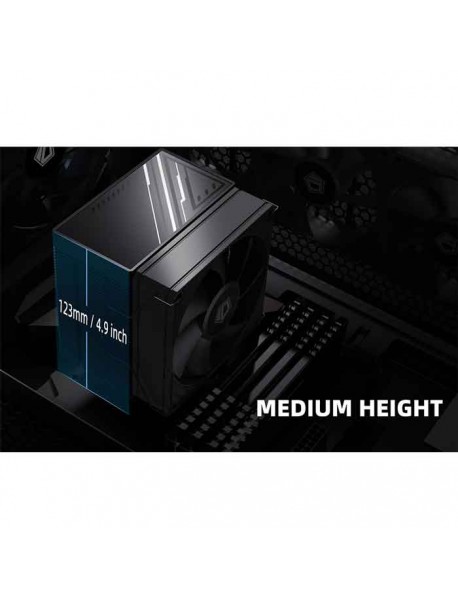 Pastall Internal cooling fans for computers 4.9" Height Black Air CPU Cooler, 4×Ф6mm Heatpipes, 92x92x25mm PWM Fan, TDP 180W, All Black Layout, Intel LGA1700/1851/1200/115X; AMD AM4/AM5 