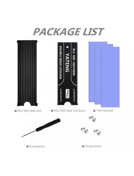 Pastall  Computer heat sinks M.2 2280 SSD heatsink, Double-Sided Heat Sink, with Thermal Silicone pad for PC / PS5 M.2 PCIE NVMe SSD or M.2 SATA SSD