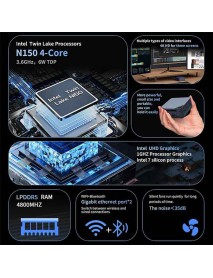 Pastall N150 Mini PC, Intel Twin Lake N150 (Upgraded N100), 12GB 4800MHz LPDDR5 512GB NVMe M.2 SSD, Mini Computer Support 4K Triple Disply, Micro PC with USB3.2/RJ45/WiFi/BT/Home/Office