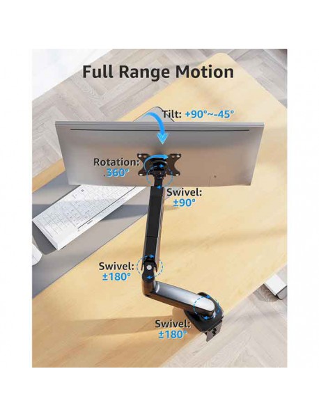 Pastall Mounting racks for computer hardware, Single Monitor Desk Mount, Adjustable Gas Spring Monitor Arm  Computer, Black