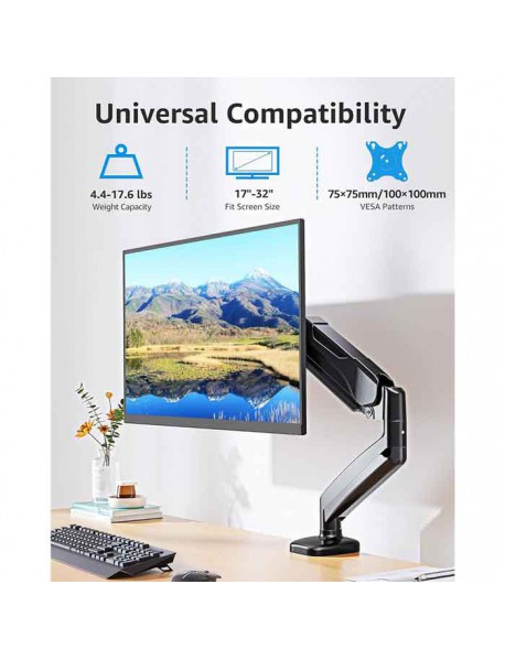 Pastall Mounting racks for computer hardware, Single Monitor Desk Mount, Adjustable Gas Spring Monitor Arm  Computer, Black