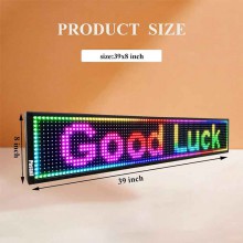 Pastall Light emitting diode (LED) displays, Outdoor Full Color 40 x 18 Inches Led Sign WiFi Programmable with High Resolution Scrolling Texts, Colorful Images and Videos - USB Connection Available