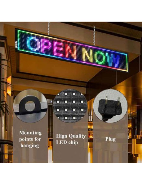 Pastall Light emitting diode (LED) displays, Outdoor Full Color 40 x 18 Inches Led Sign WiFi Programmable with High Resolution Scrolling Texts, Colorful Images and Videos - USB Connection Available