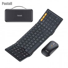 Pastall  Computer peripherals Foldable Keyboard and Mouse, 2.4G+Dual Bluetooth Portable Mouse Keyboard for Laptop iPads Tablets - Black