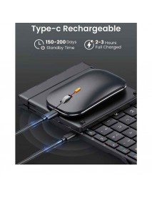 Pastall  Computer peripherals Foldable Keyboard and Mouse, 2.4G+Dual Bluetooth Portable Mouse Keyboard for Laptop iPads Tablets - Black