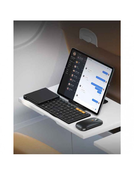 Pastall  Computer peripherals Foldable Keyboard and Mouse, 2.4G+Dual Bluetooth Portable Mouse Keyboard for Laptop iPads Tablets - Black