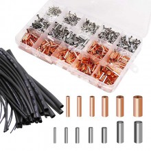 PT91035 970Pcs Wire Ferrules Kit Tinned Copper Crimp Connector with 48Pcs Heat Shrink Tubing