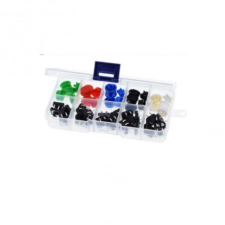 PT91073 25PCS 12*12*7.3MM Micro Switch Button Round Touch Switch+Keycaps with Case