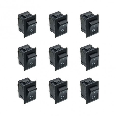 PT9052 Black Push Button Mini Switch 6A-10A 110V 250V KCD1-101 2Pin Snap-in On/Off Rocker Switch 100pcs