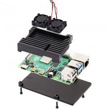 PT2019B Armour Case with Dual Cooling Fan for Raspberry Pi 4