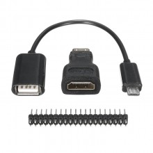PTR206 3Sets 3 in 1 Mini HD to HD Adapter+Micro USB to USB Female Cable+40P Pin Kits For Raspberry Pi Zero