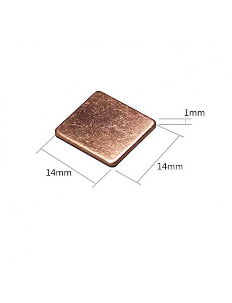 PT22007  14mm x 14mm x 1mm copper heat sink with Conductive Adhesive Tape