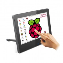 PT8005 7 Inch Raspberry Pi Monitor Touchscreen Capacitive IPS Display 1024x600 USB Powered HDMI Monitor with Built-in Speaker & Stand for Raspberry Pi 4 3 2 Model B Win PC