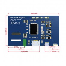 PT25002 4 inch Raspberry Pi HDMI display Raspberry Pi touch screen IPS HD 800X480 for 3B+/4B