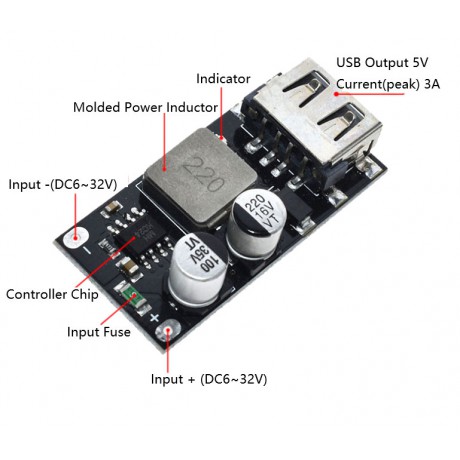 PT7028 DC-DC Fast Charge Module 6~32V to 5V/3A